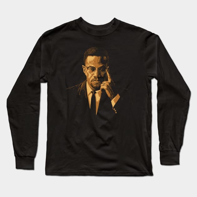 Malcolm X - Black History Long Sleeve T-Shirt by notsleepyart